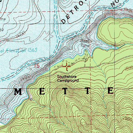 Topographic Map of Southshore Campground, OR