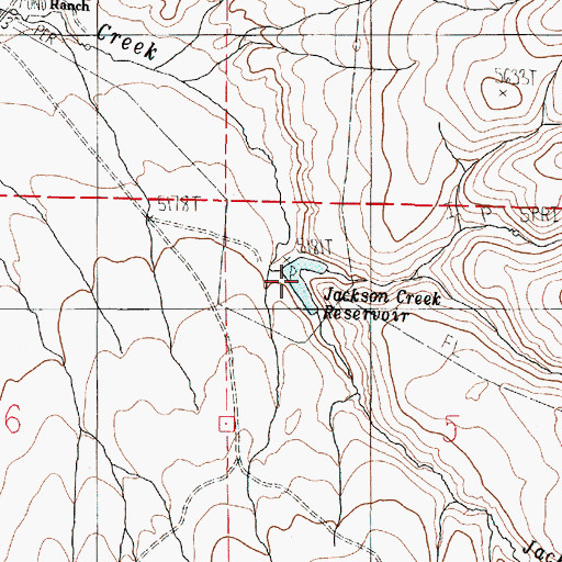 Topographic Map of Jackson Creek Reservoir, OR