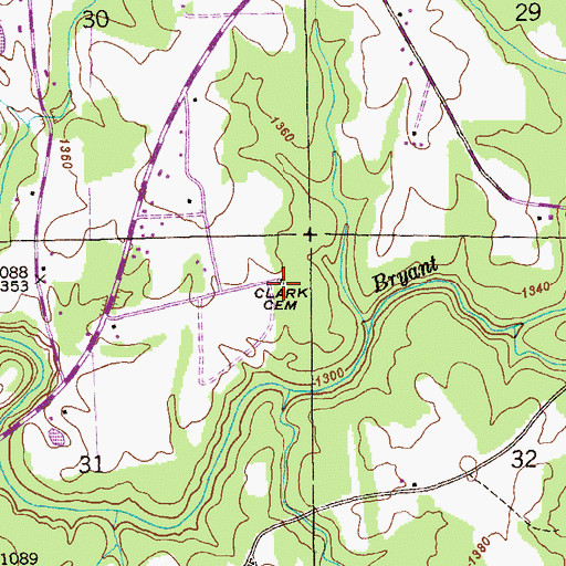 Topographic Map of Clark Cemetery, AL