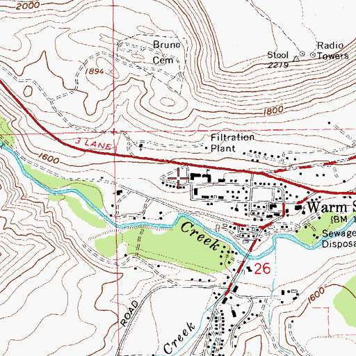 Topographic Map of Warm Springs Elementary School, OR