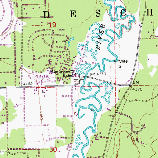 Topographic Map of Montgomery Bridge, OR