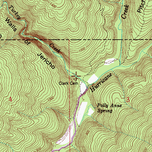 Topographic Map of Clark Cemetery, AL