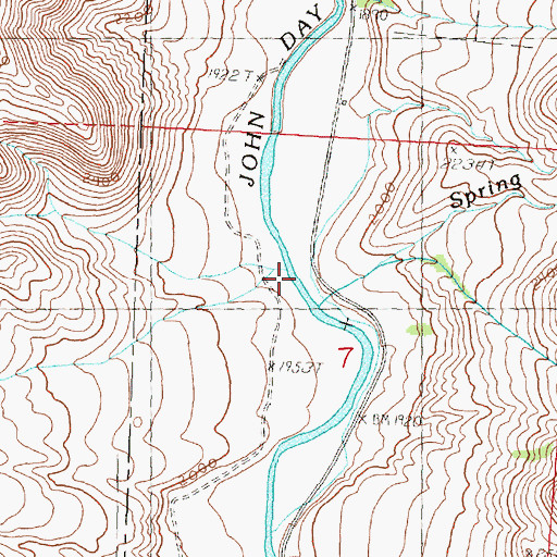 Topographic Map of Spring Creek, OR