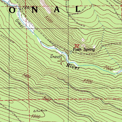 Topographic Map of Faith Spring Forest Camp, OR