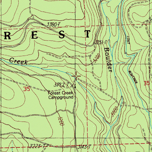 Topographic Map of Forest Creek Recreation Site, OR
