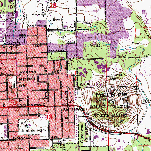 Topographic Map of Juniper Elementary School, OR