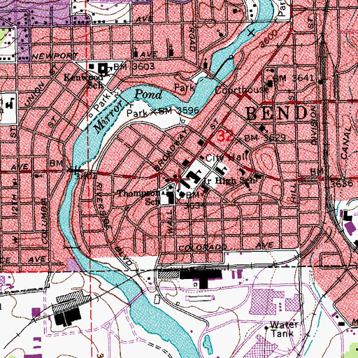 Topographic Map of Cascade Junior High School (historical), OR