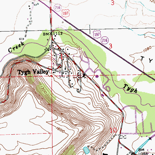 Topographic Map of Tygh Valley School (historical), OR