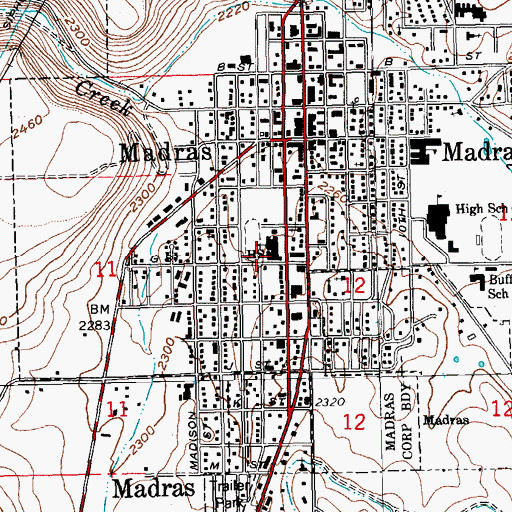 Topographic Map of Westside Elementary School (historical), OR