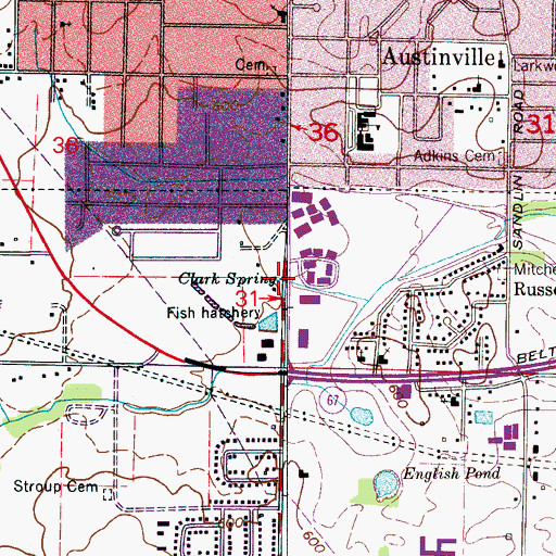 Topographic Map of Clark Spring, AL
