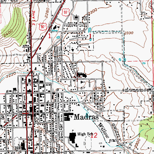 Topographic Map of Mountain View Hospital, OR