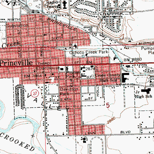 Topographic Map of Crooked River Elementary School, OR