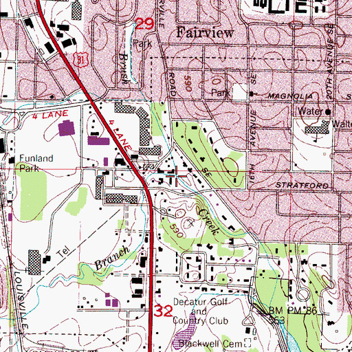 Topographic Map of Clark Spring Branch, AL
