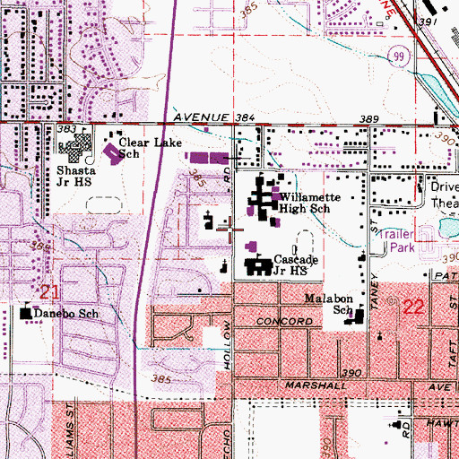 Topographic Map of Echo Hollow City Park, OR