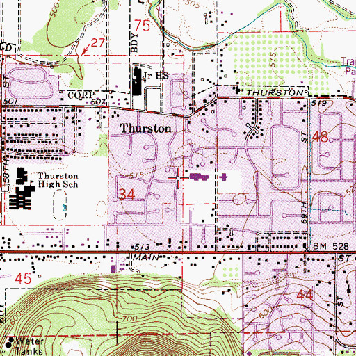 Topographic Map of Ridgeview Elementary School, OR