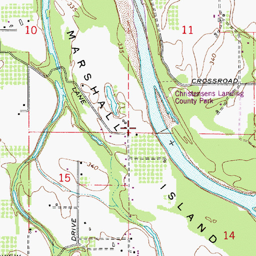 Topographic Map of Christensen Landing Park, OR