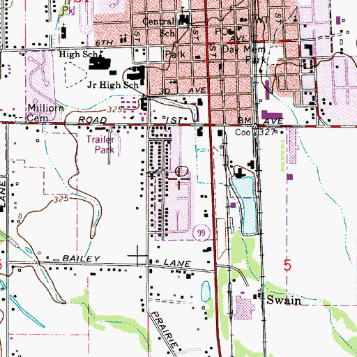 Topographic Map of Bailey Park, OR