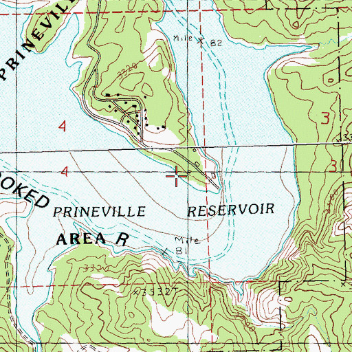 Topographic Map of Prineville Reservoir Resort, OR
