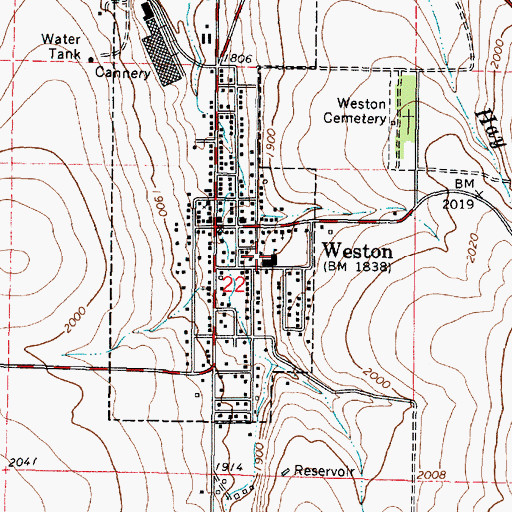 Topographic Map of Weston Middle School, OR
