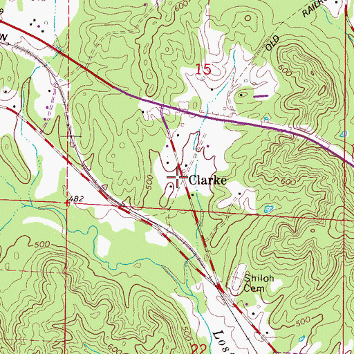 Topographic Map of Clarke, AL