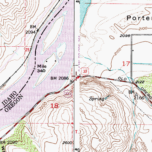 Topographic Map of Snake River Slides Safety Rest Area (historical), OR