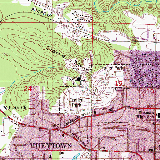 Topographic Map of Clarke Mountain, AL