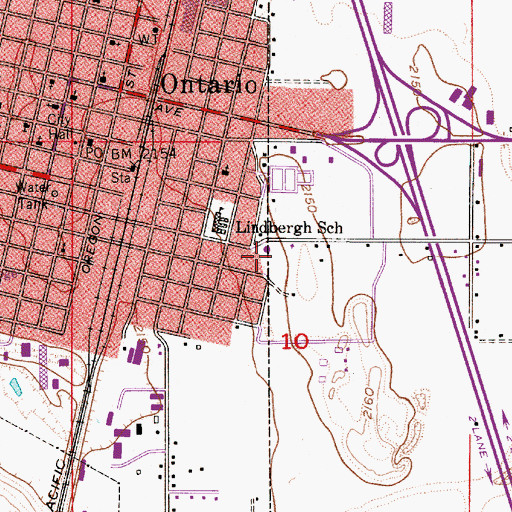 Topographic Map of Eastside Park, OR
