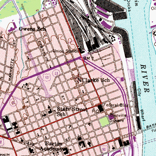 Topographic Map of Clarke School, AL