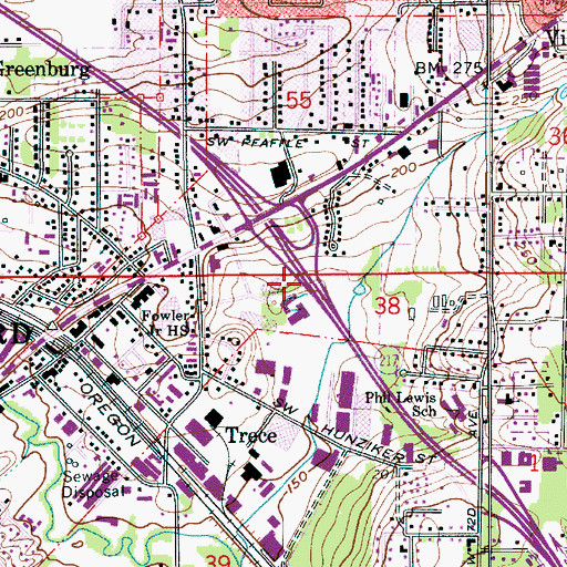 Topographic Map of Crystal Lake, OR