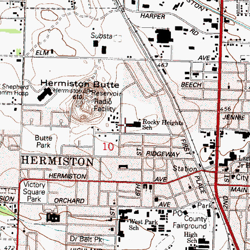 Topographic Map of Rocky Heights Elementary School, OR