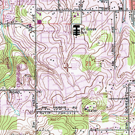 Topographic Map of Highland Park Middle School, OR