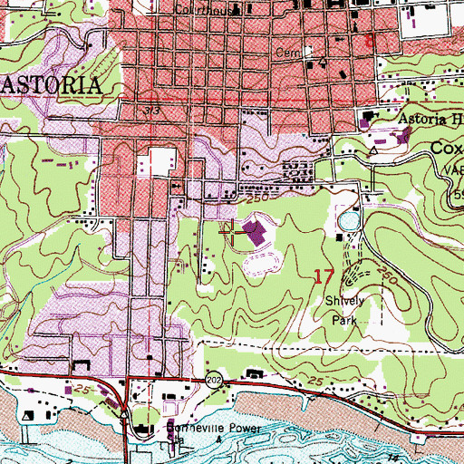 Topographic Map of Astoria Middle School, OR