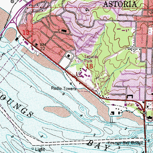 Topographic Map of Astoria Senior High School, OR