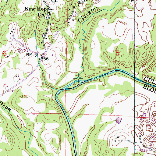 Topographic Map of Clarkton Creek, AL