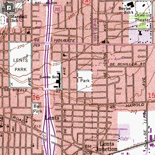 Topographic Map of Bloomington City Park, OR