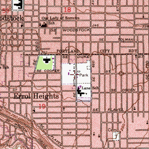 Topographic Map of Brentwood Park, OR