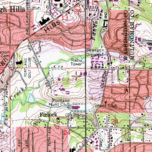 Topographic Map of Montclair Elementary School, OR