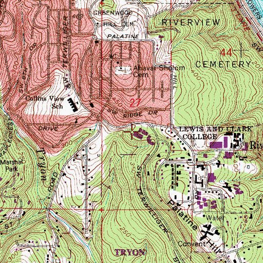 Topographic Map of Lewis and Clark Law School, OR