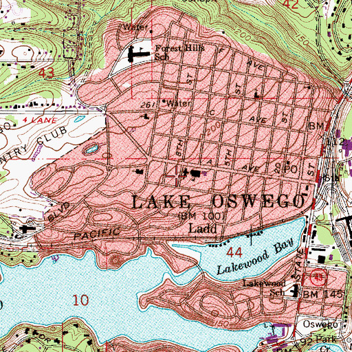 Topographic Map of Our Lady of the Lake School, OR