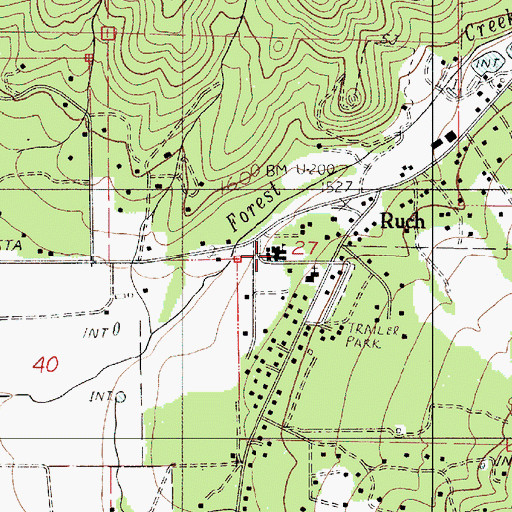 Topographic Map of Ruch Elementary School, OR