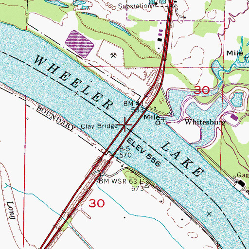 Topographic Map of Clay Bridge (historical), AL