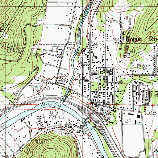 Topographic Map of Rogue River Elementary School, OR