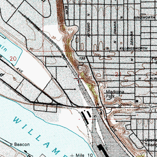 Topographic Map of Bess Kaiser Hospital (historical), OR