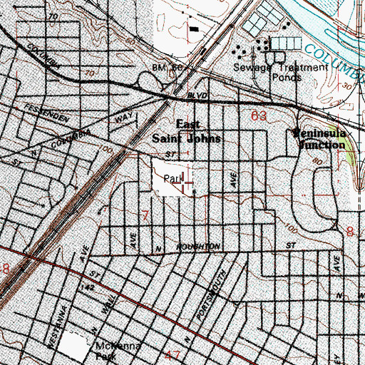 Topographic Map of Claredon Elementary School (historical), OR