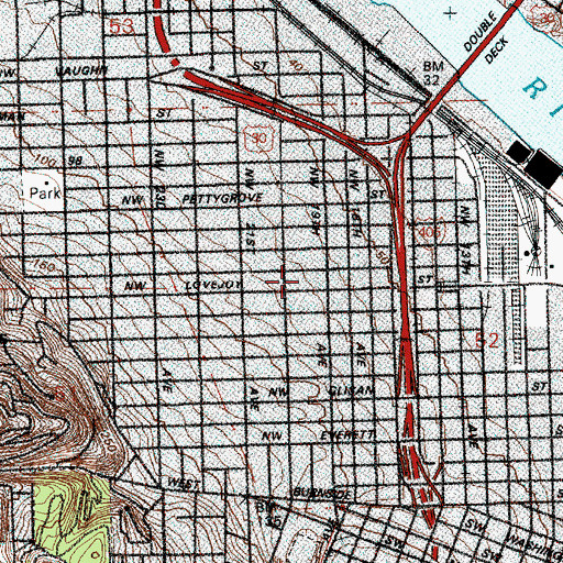 Topographic Map of Physicians and Surgeons Hospital (historical), OR