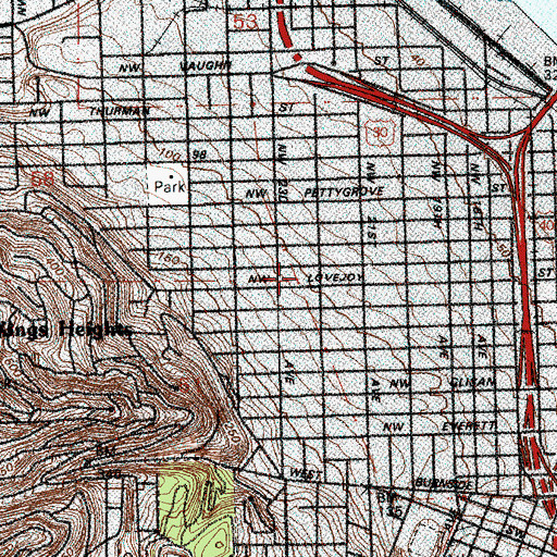 Topographic Map of Legacy Good Samaritan Medical Center, OR