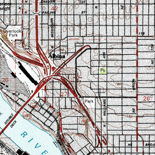 Topographic Map of Legacy Emanuel Medical Center, OR
