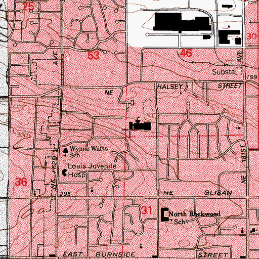 Topographic Map of Hauton B Lee Middle School, OR