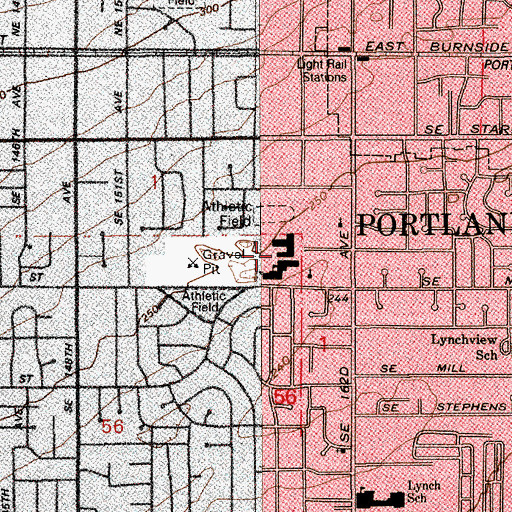Topographic Map of Oliver Elementary School, OR