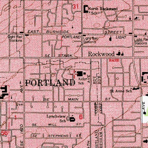 Topographic Map of Alder Elementary School, OR